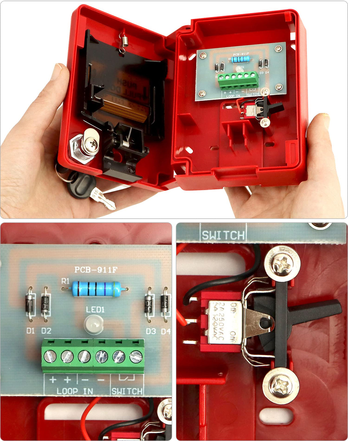 QWORK dual-action fire alarm call point control-panel compatibility for wired systems.