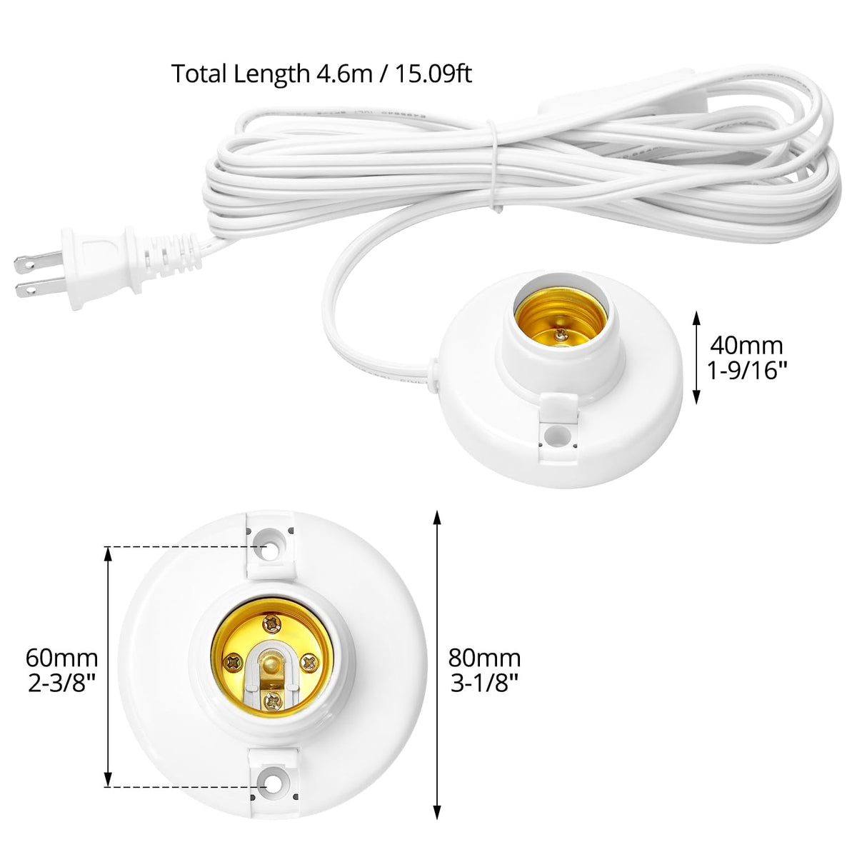 QWORK E26/E27 compatibility for standard bulbs.