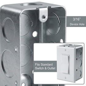 QWORK electrical box 12-pack ten knockouts enable flexible cable entry.