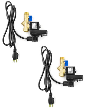 QWORK electronic drain valve 2-pack shown together for reliable drainage in air systems.