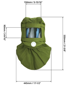 QWORK hood cap multi-purpose utility green suits polishing, coating, and sandblasting.