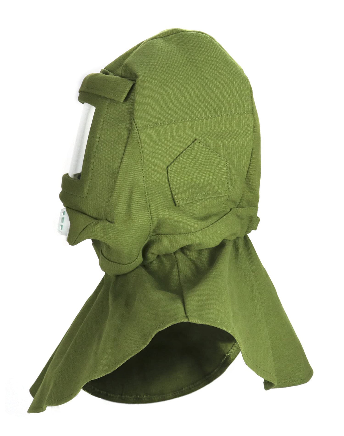 QWORK hood cap with reinforced canvas green delivers durable protection in tough environments.