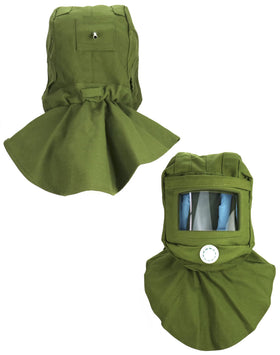 QWORK hood cap shawl design green shielding neck and shoulders during dusty tasks.