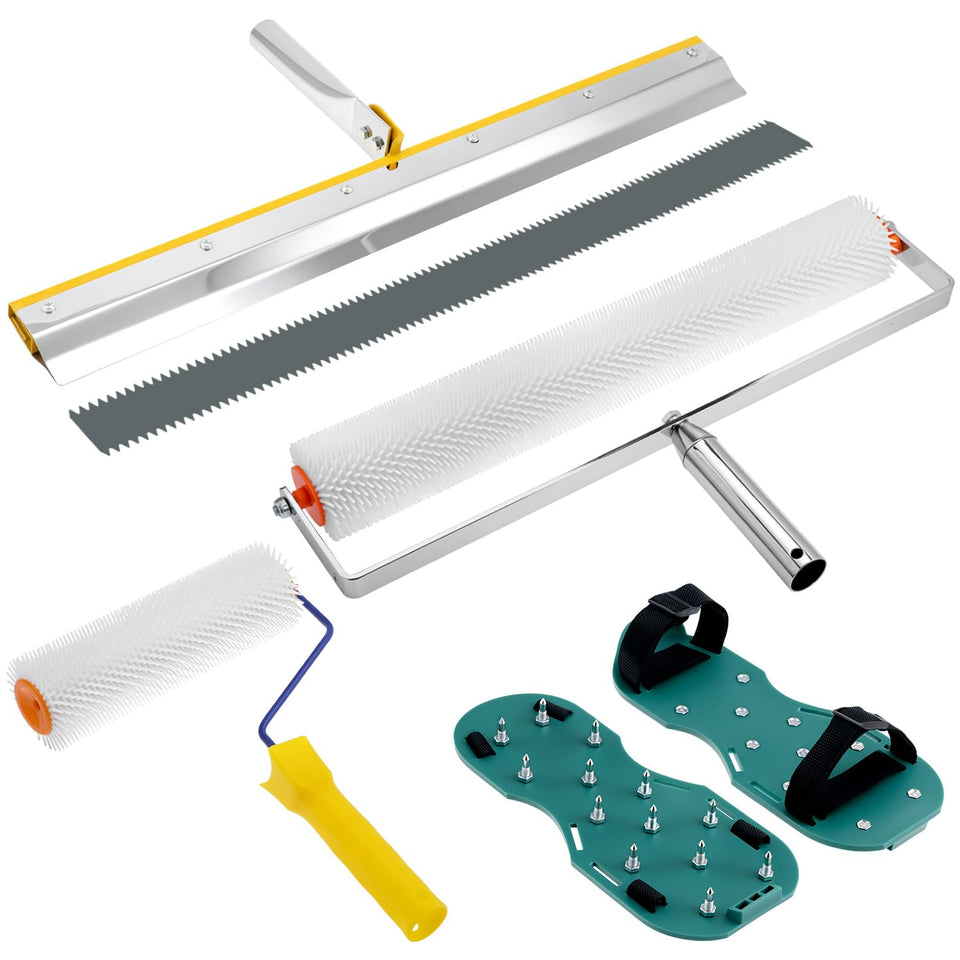 QWORK self-leveling tool kit roller assembly for smooth, level floors.