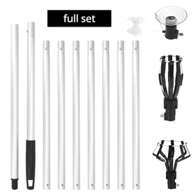 QWORK stainless steel extendable poles provide adjustable reach for ceiling lighting.