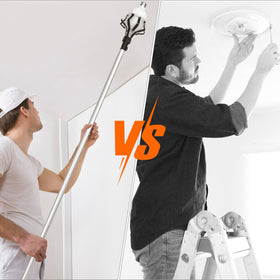 QWORK suction cup bulb changer enables ladder-free bulb changes.