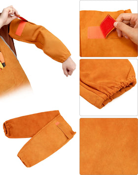 QWORK 35x23 inch welding apron offers full-coverage protection during demanding jobs.