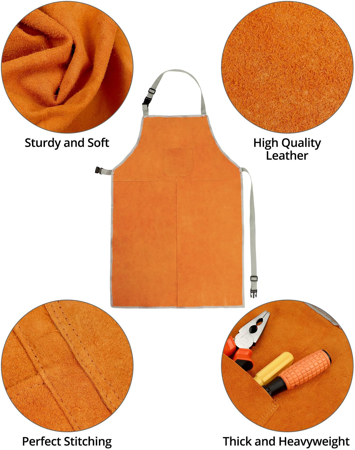 QWORK welding apron heat and flame resistant to shield from sparks.