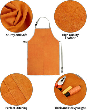 QWORK welding apron heat and flame resistant to shield from sparks.