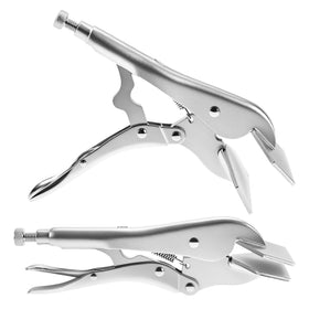 QWORK welding pliers in use show a strong grip during metal fabrication.