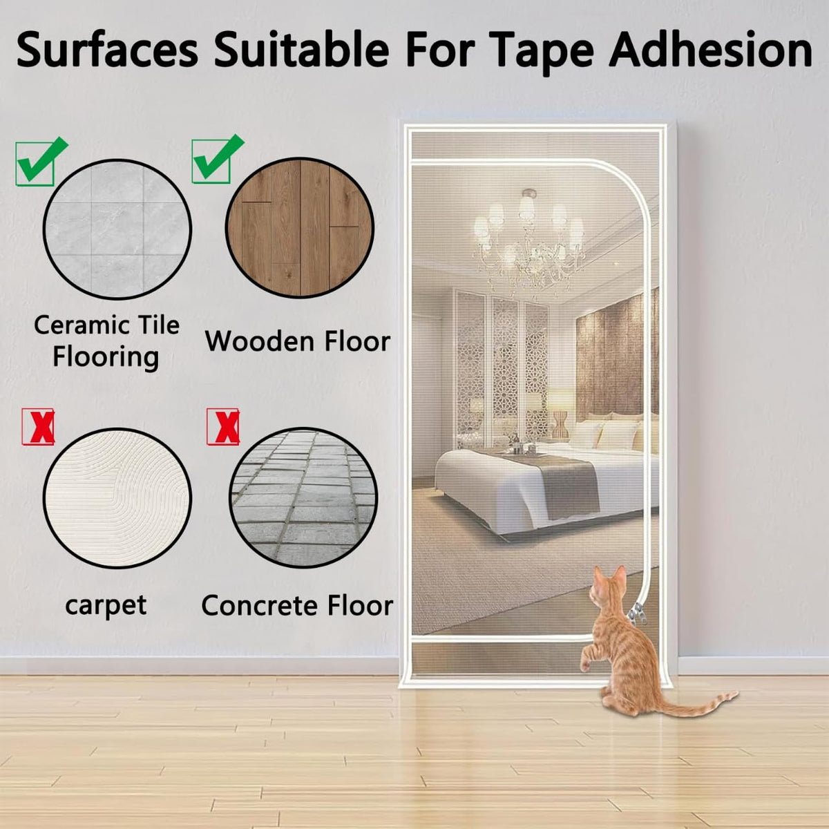 QWR interior-use screen suitable for living room, kitchen, and bedroom doors.