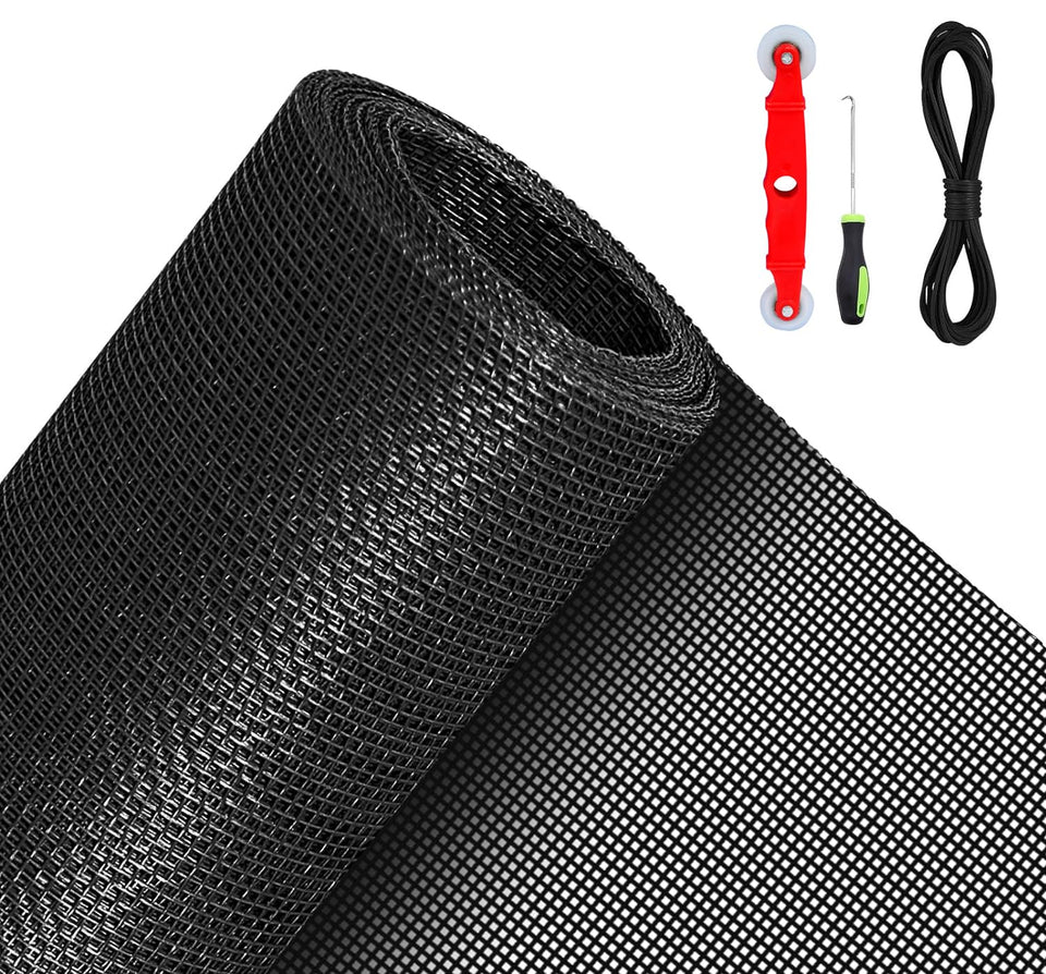 QWR pet-proof screen mesh close-up showing reinforced PVC-coated polyester durability
