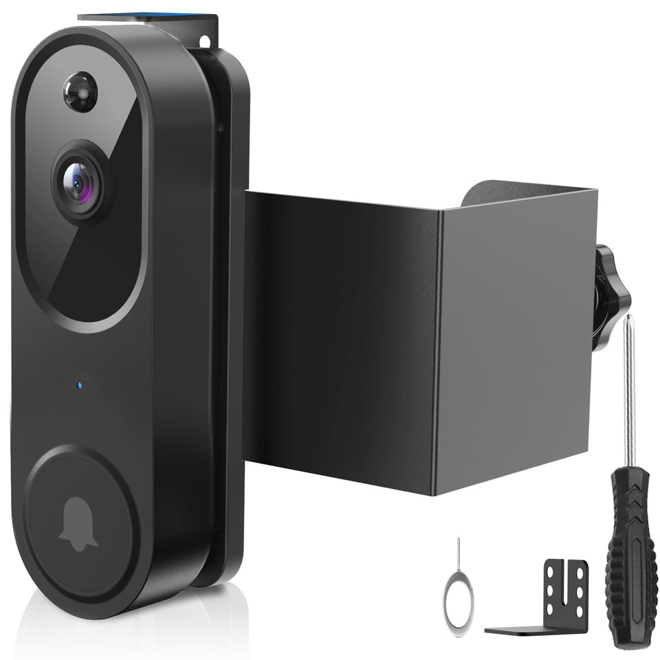 Qwwia anti-theft doorbell mount back plate showing secure no-drill setup for rentals