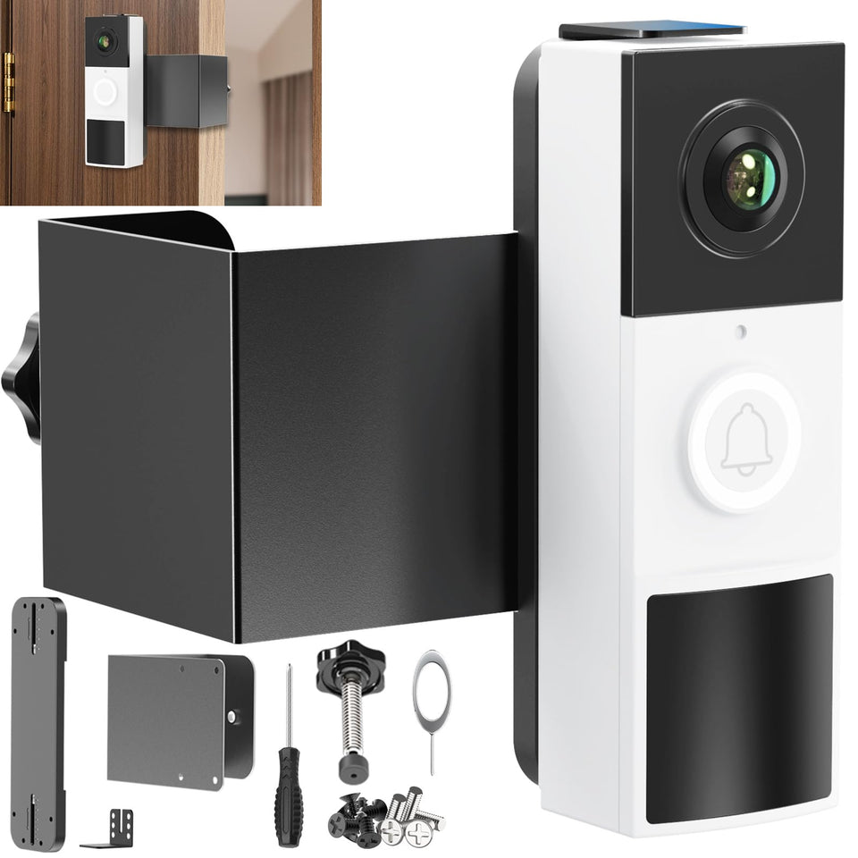 Qwwia Tapo doorbell mount front view showing secure anti theft design