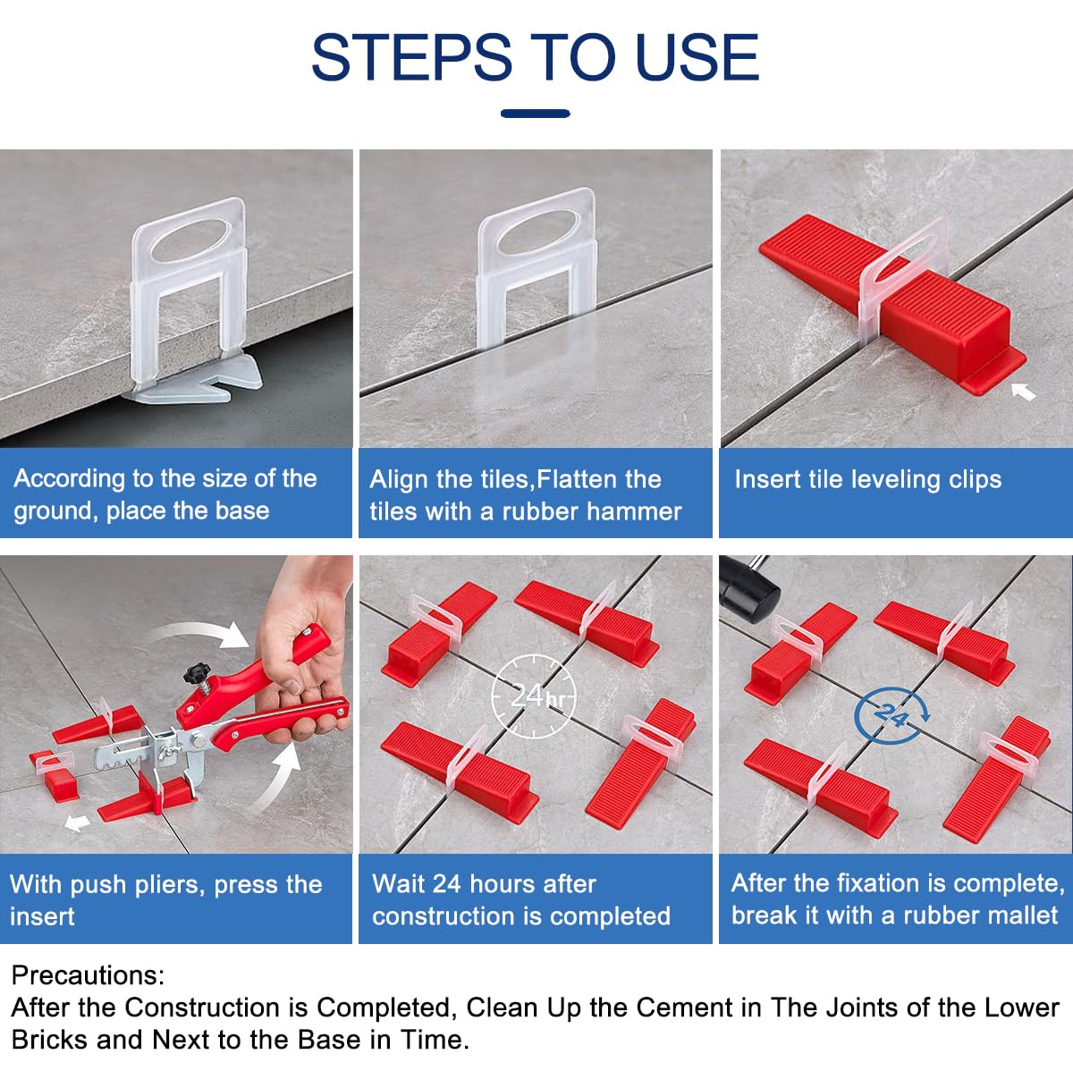 QXTXYZ spacer clips guide 1/32 inch joints for uniform grout lines.