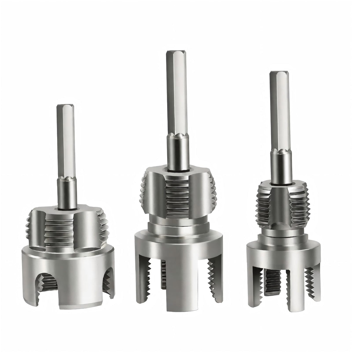QYXLZUR PVC threader set attached to a drill for 1/2 inch pipes, faster threading