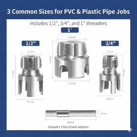 QYXLZUR PVC threader in action on 3/4 inch PVC pipe for irrigation fittings