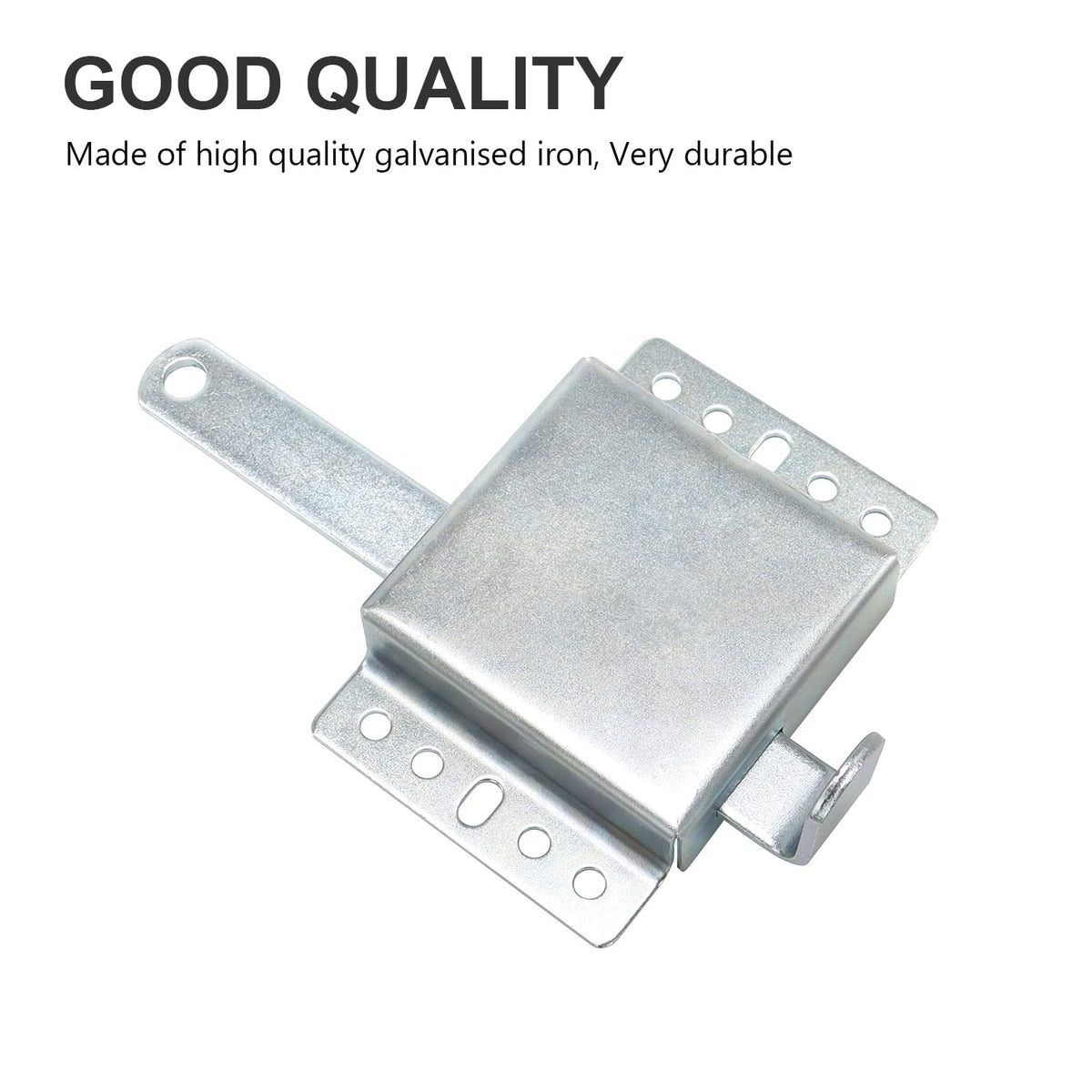 QZATTCAEN heavy-duty galvanized side lock close-up showing sturdy construction