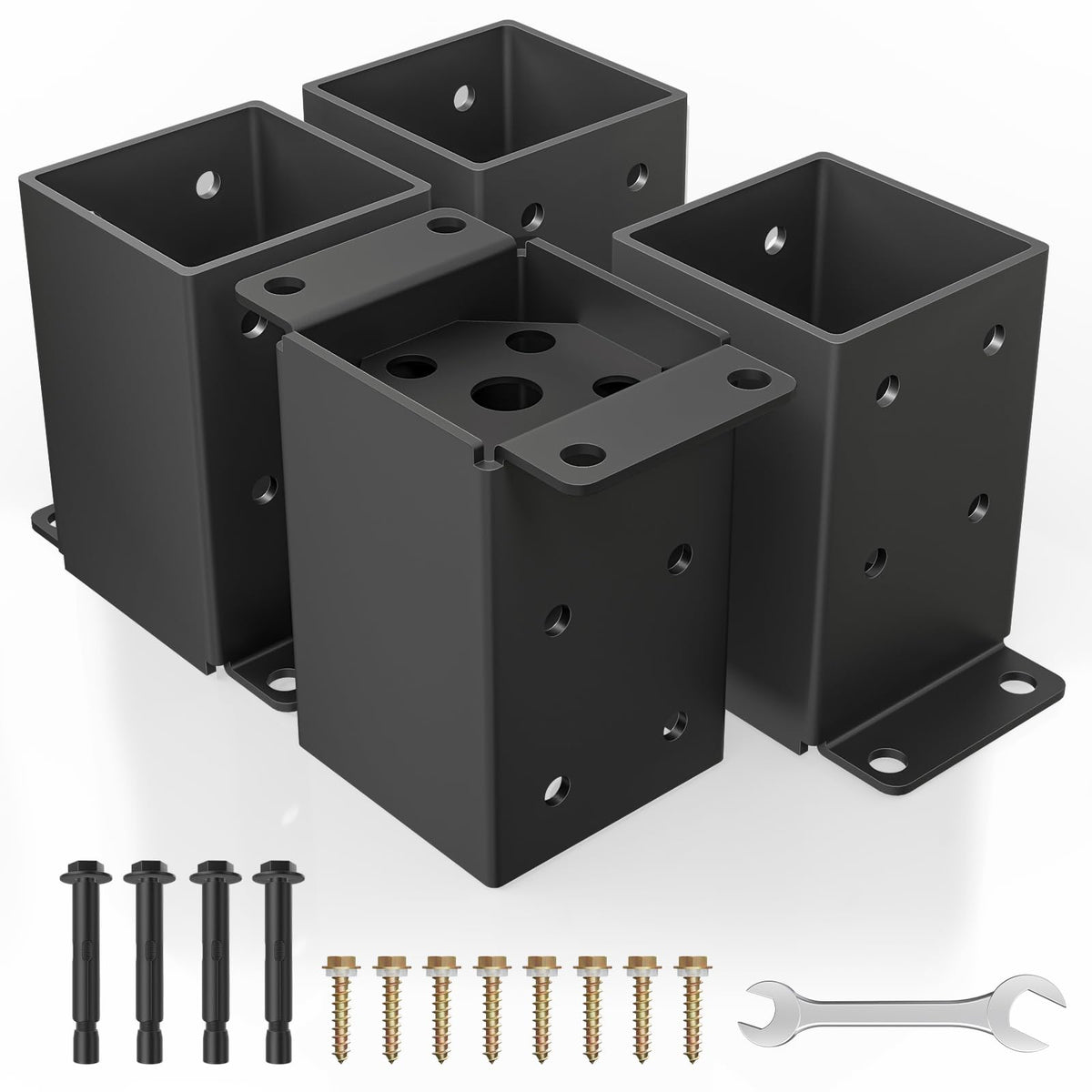 QZER 4x4 post base assembly for secure deck framing and clean lines