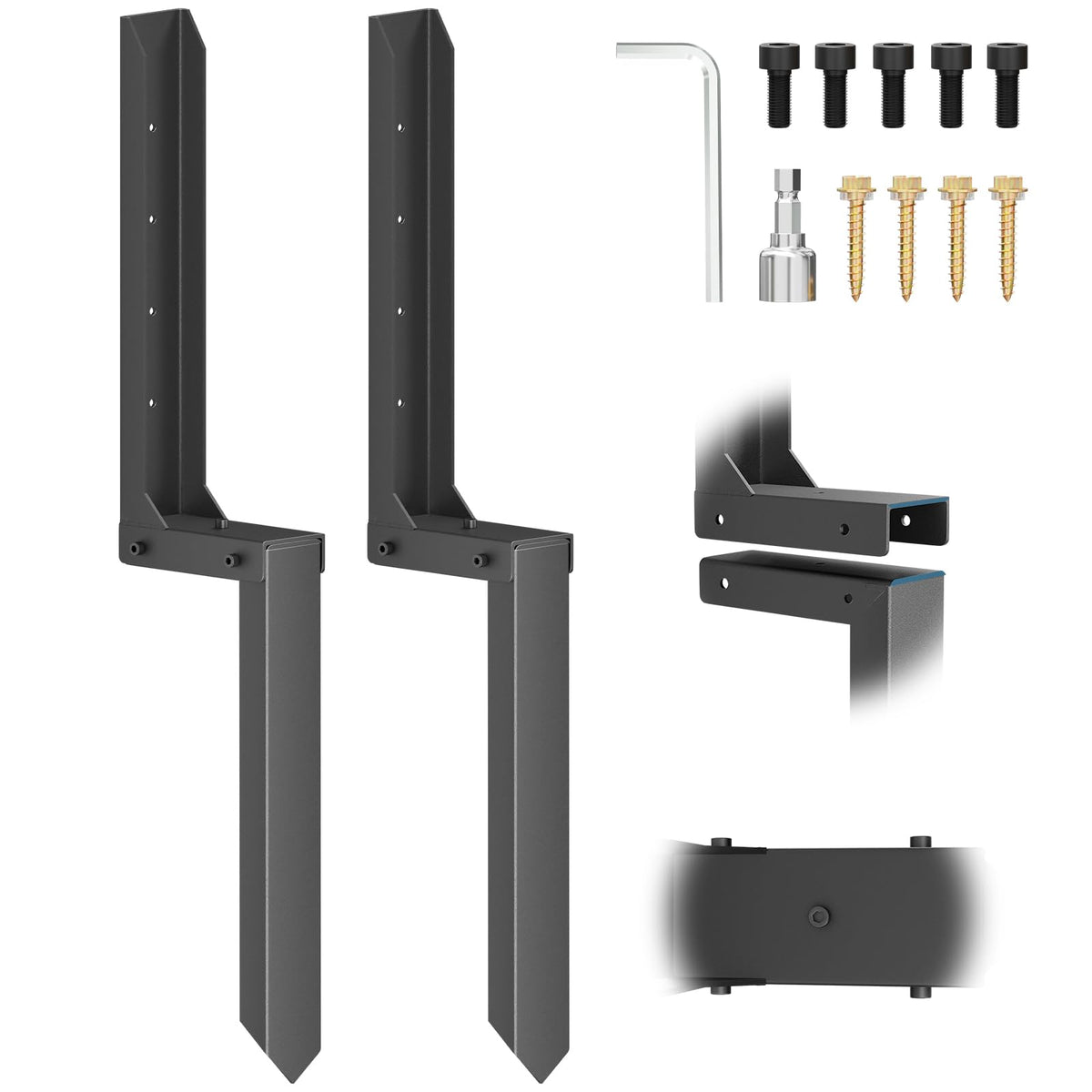QZER fence post repair kit 2-pack ready for installation to stabilize leaning posts.