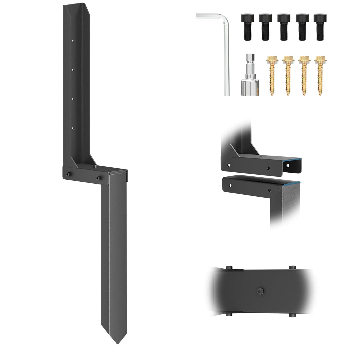 QZER fence post repair kit with 8mm anchor stakes for secure soil grip.