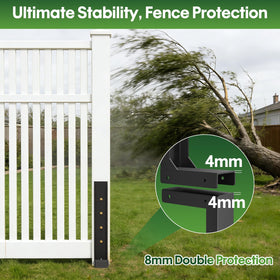 QZER H-frame stabilizes fences against lateral movement in wind.