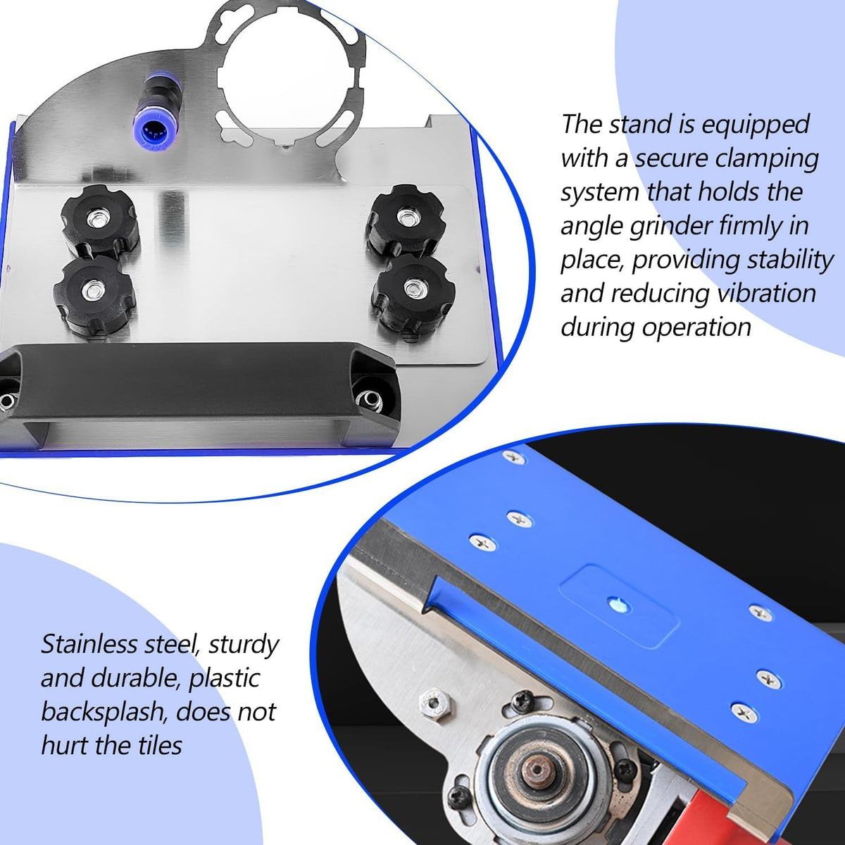 QZQUFJ 45-degree chamfer stand attached to a 100-type angle grinder for accurate edges