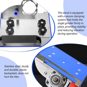QZQUFJ 45-degree chamfer stand attached to a 100-type angle grinder for accurate edges