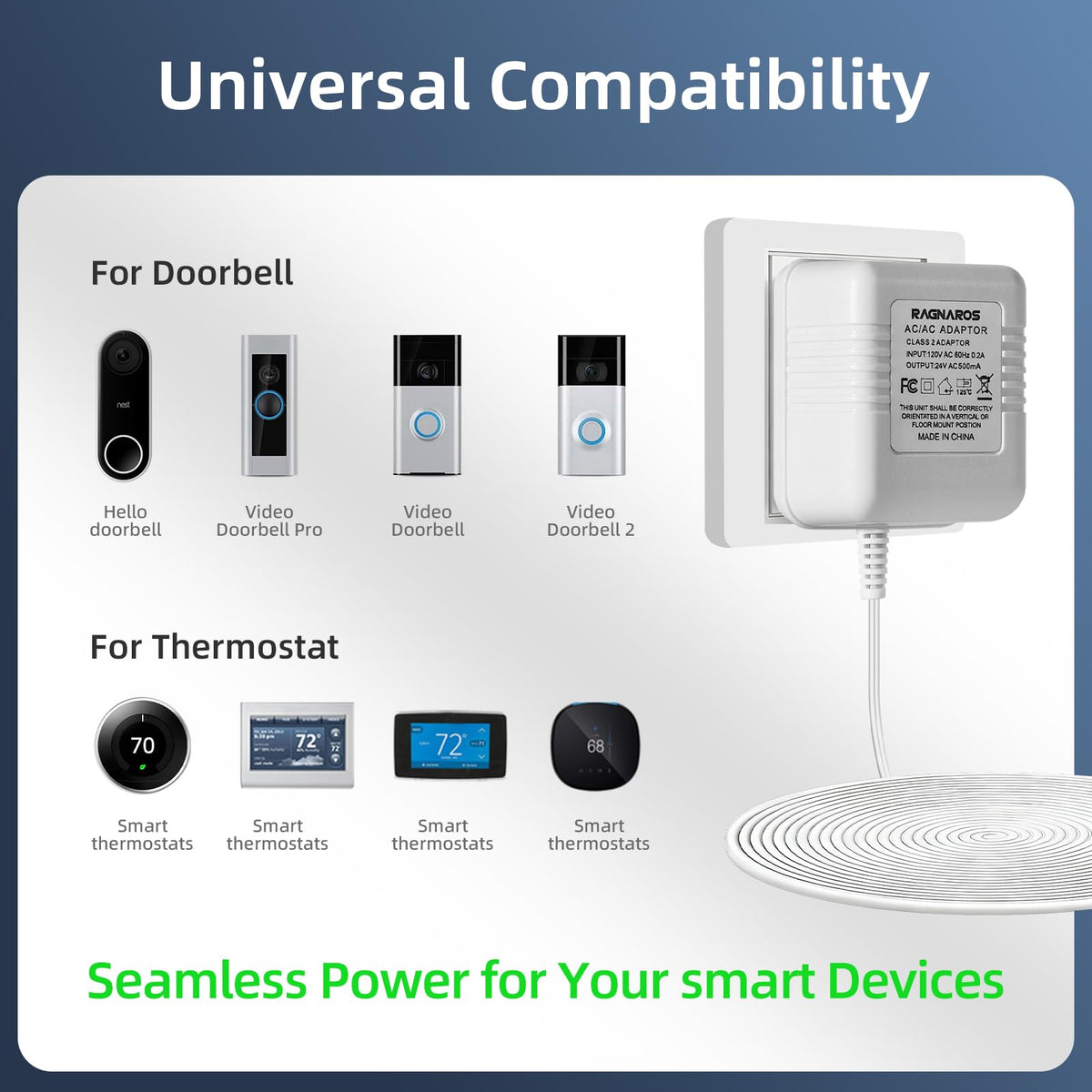 RAGNAROS universal compatibility supports Ring, Nest, Eufy, Wyze for seamless operation.