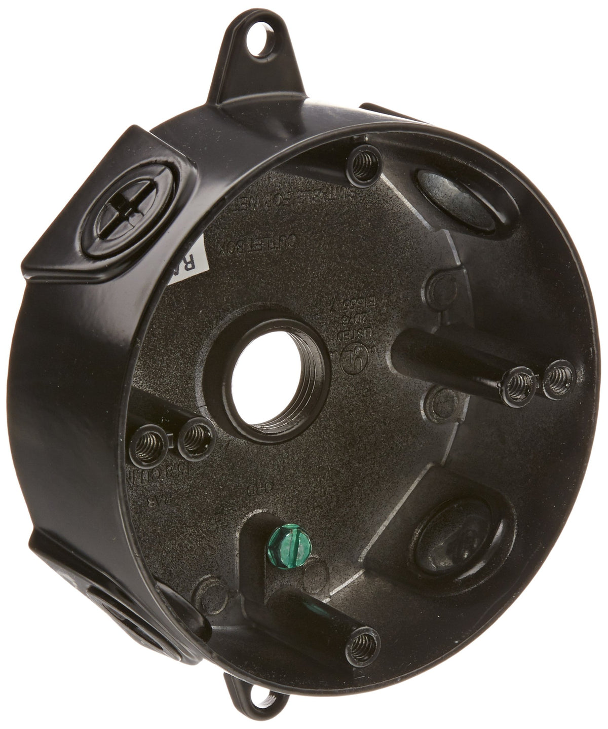 Rab Lighting VXCB weatherproof round box in black, durable outdoor enclosure for wiring