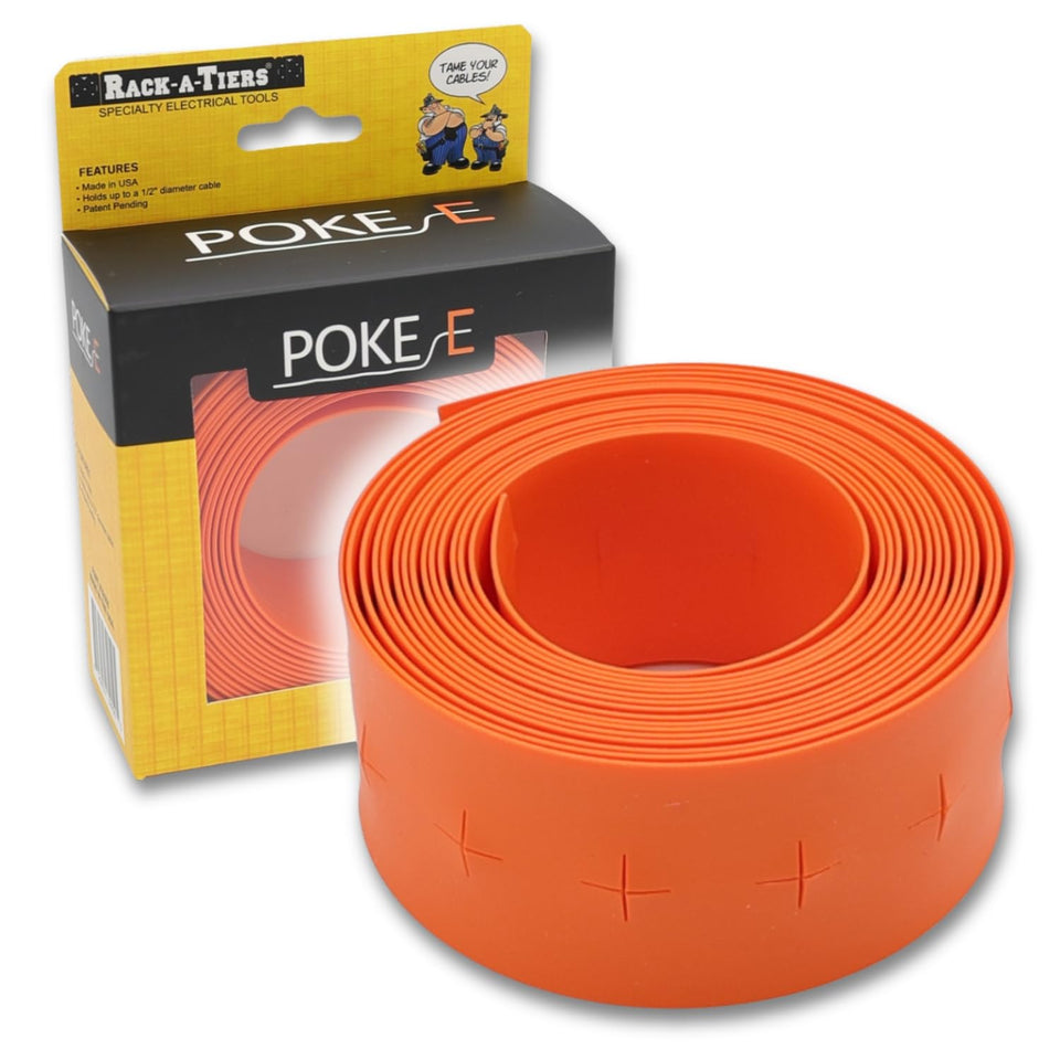 Rack-A-Tiers Poke-E orange strip keeps wires organized during rough-in wiring.