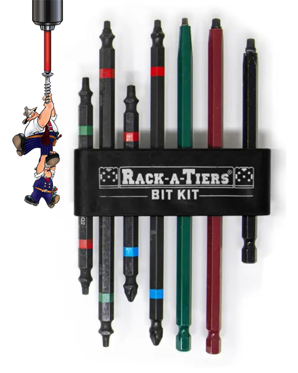 Rack-A-Tiers rough-in bit kit 4-inch double-ended impact for efficient rough-in tasks.