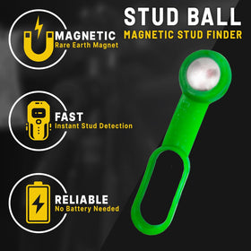 Rack-A-Tiers Stud Ball detects metal behind ceramic tile for safe drilling.