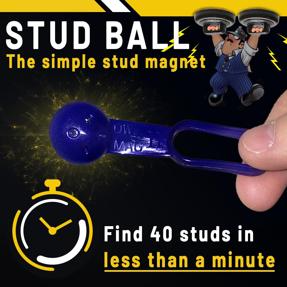 Rack-A-Tiers Stud Ball with finger loop for easy wall scanning.