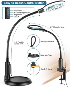RackydigPro five-color modes adapt lighting to reading or crafting tasks.