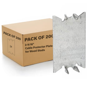 RACO 2710 cable protector plate installed on a wood stud wall showing quick installation.