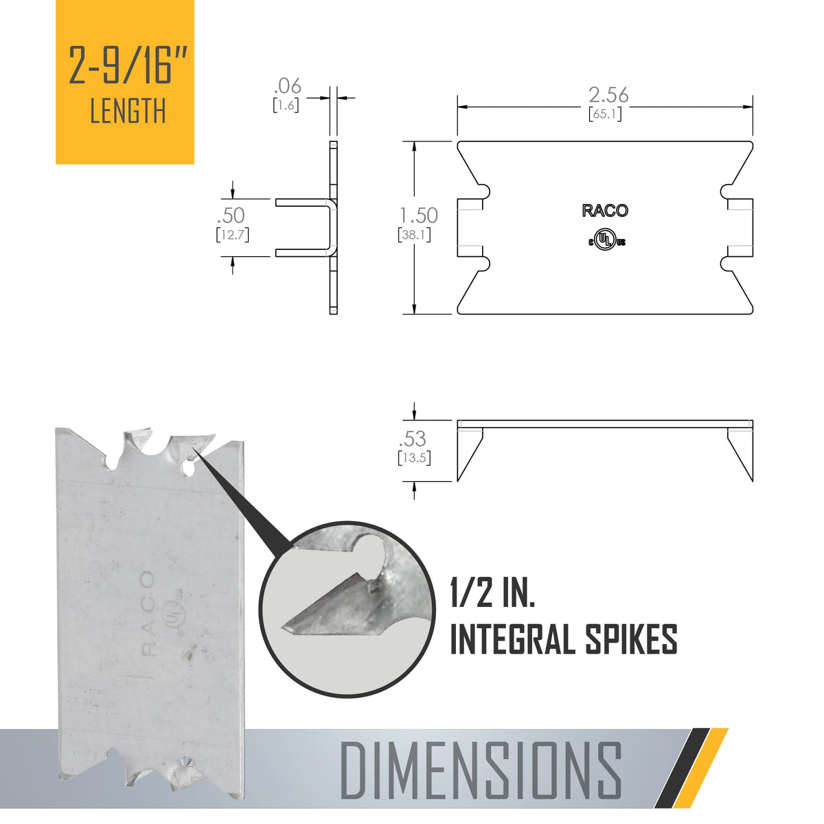 RACO 2710 plate highlights pre-galvanized steel construction for durability.