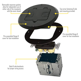 RACO 6239BK versatile installation on granite, wood, countertops, or ceilings.