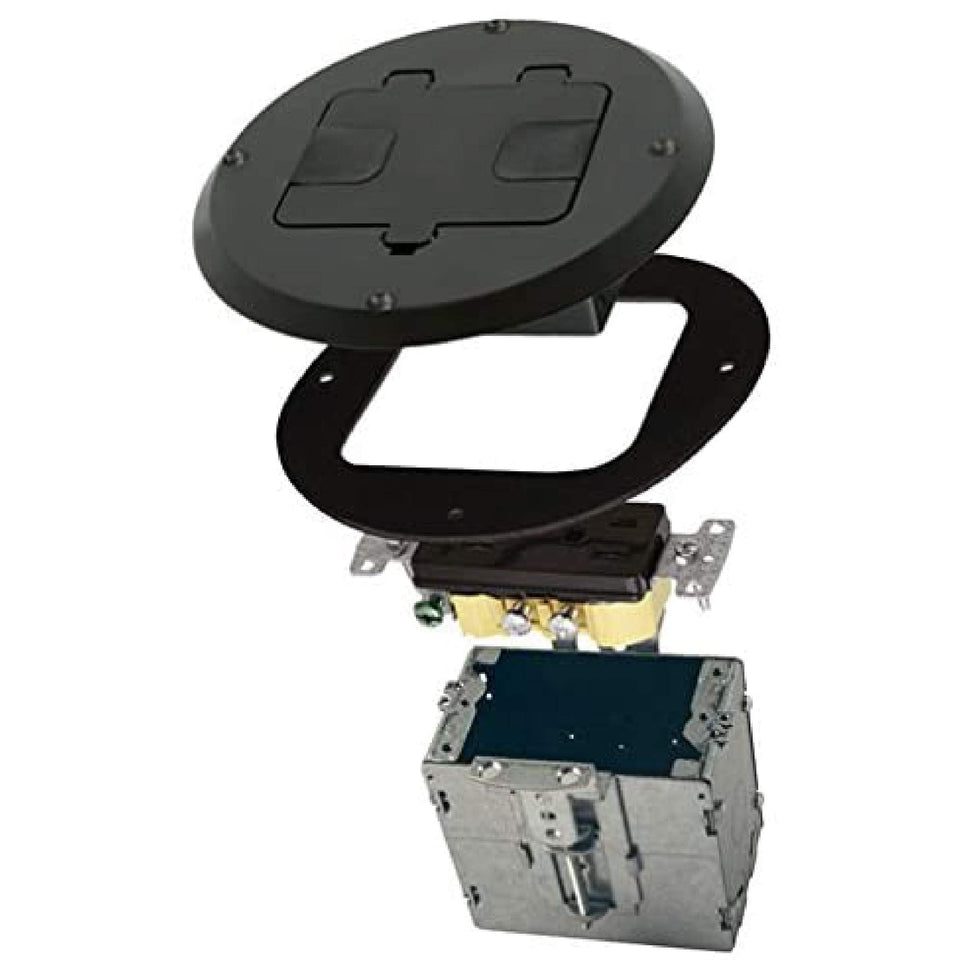 RACO 6239BK recessed duplex device enables safe floor power access.