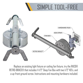 RACO Retro-Brace 936 mounting bracket kit for quick installations.