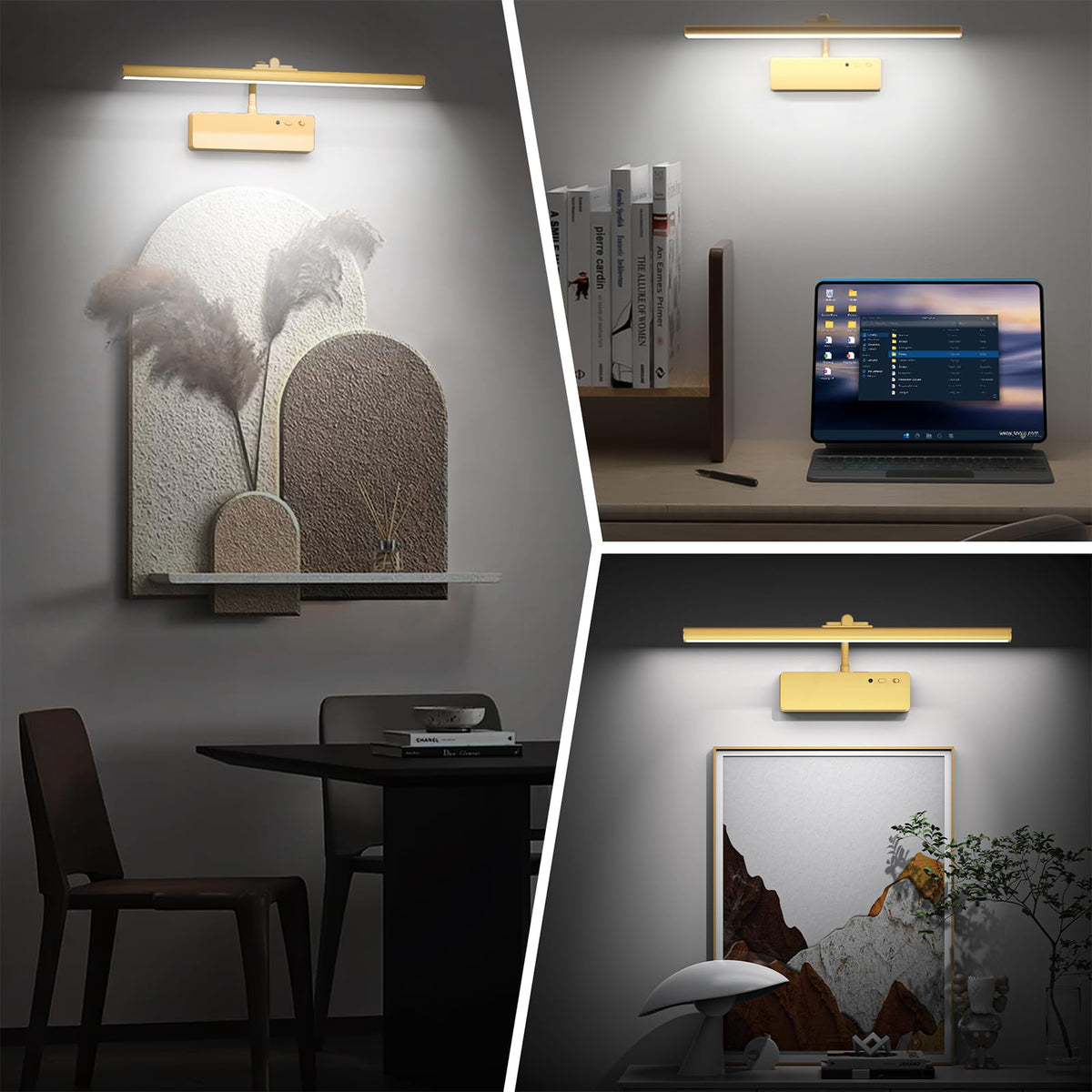 Racokky picture light head rotates 360 degrees for precise direction
