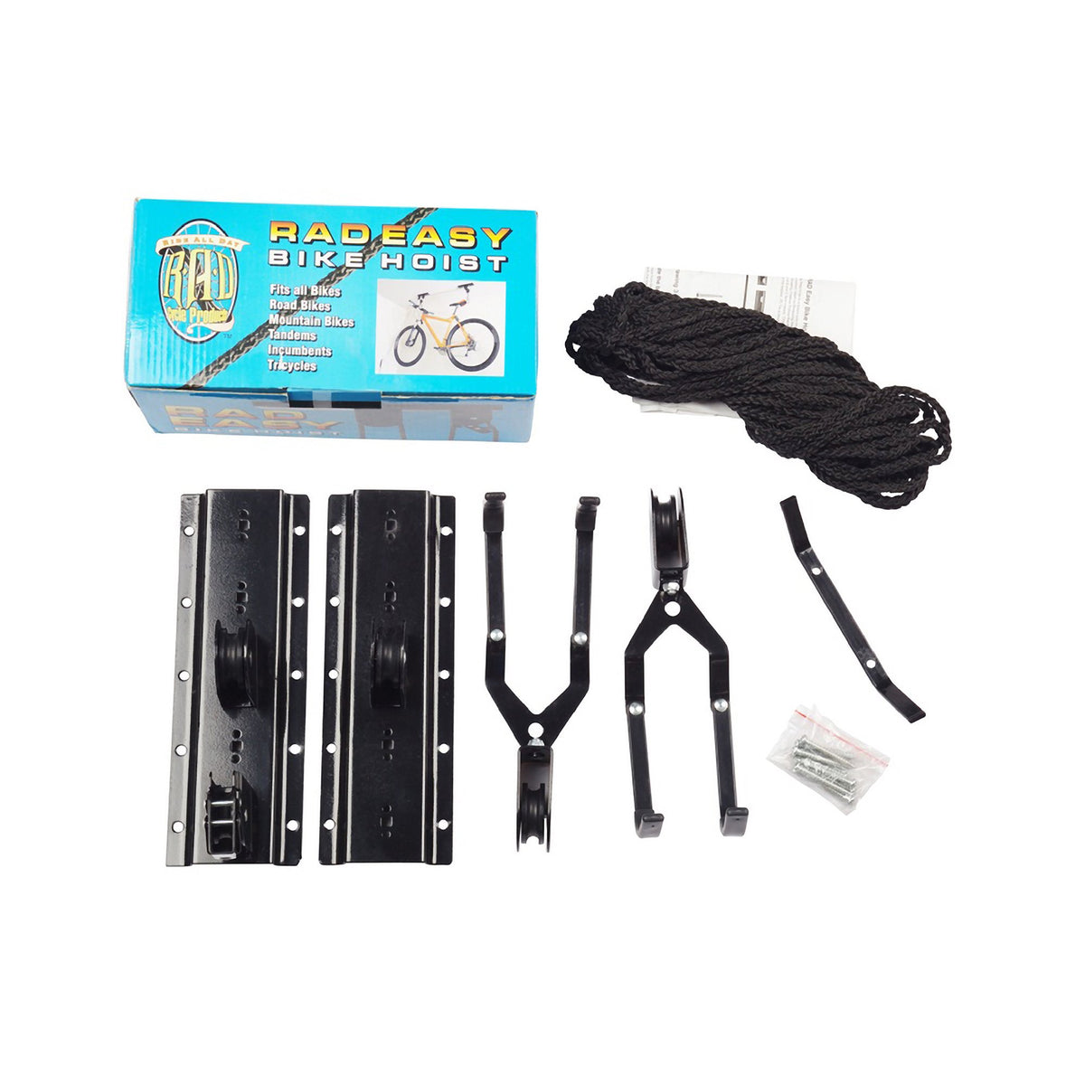 Rad Cycle Products bicycle hoist installation on ceiling joist shows simple mounting