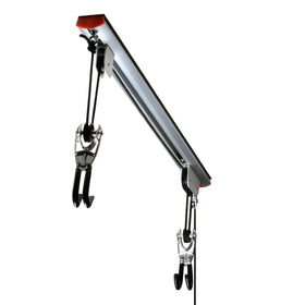 RAD Cycle Rail Mount Bike Lift ceiling install keeps bike off floor and accessible.