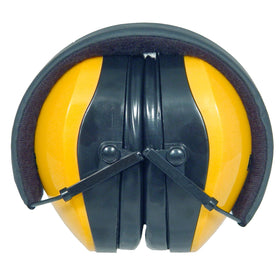 Radians Dewalt DPG62-C Interceptor ear muff folded, compact storage and portability.
