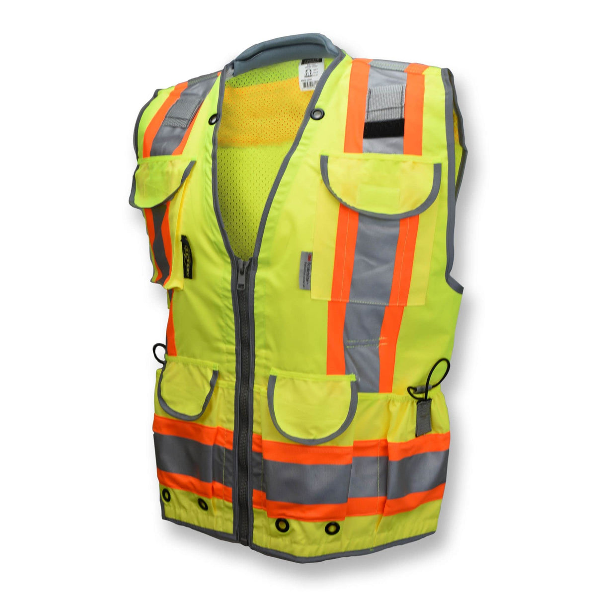 Radians SV55 front view demonstrates two-tone hi-vis fabric for on-site visibility.