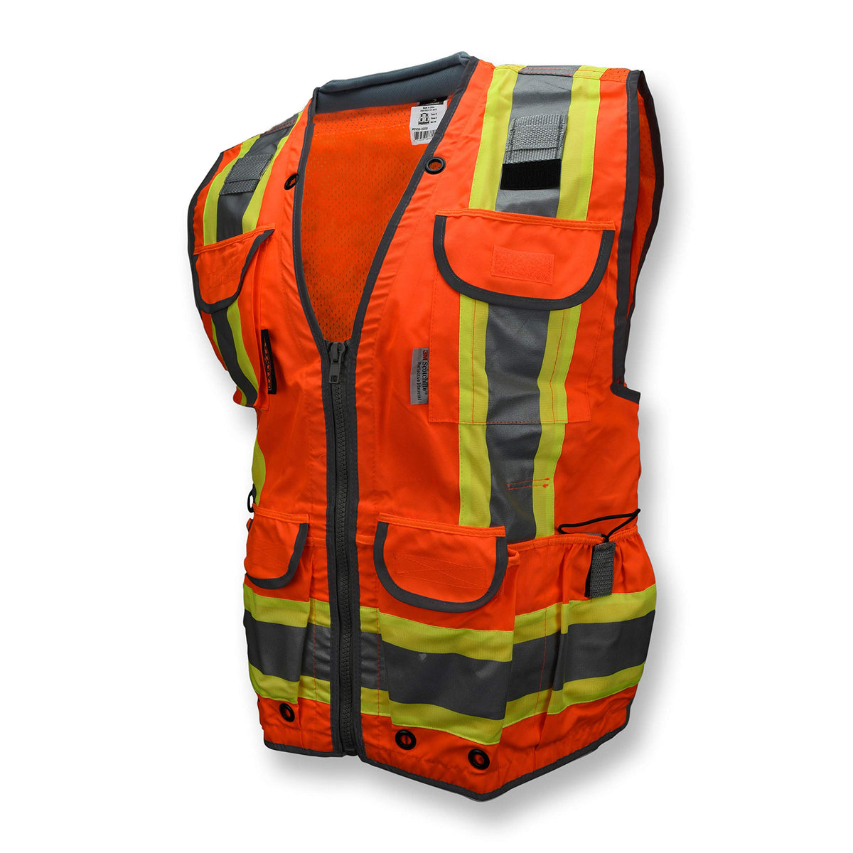 Radians SV55 front view in orange, ergonomic vest for all-day fieldwork.
