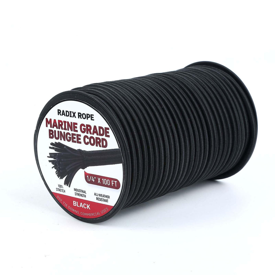 Radix Rope marine grade bungee cords securing gear on a kayak deck