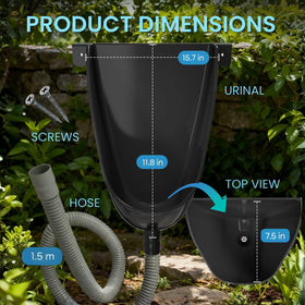 RAEFLOW waterless urinal hose assembly 1.5m enabling flexible outdoor installation.