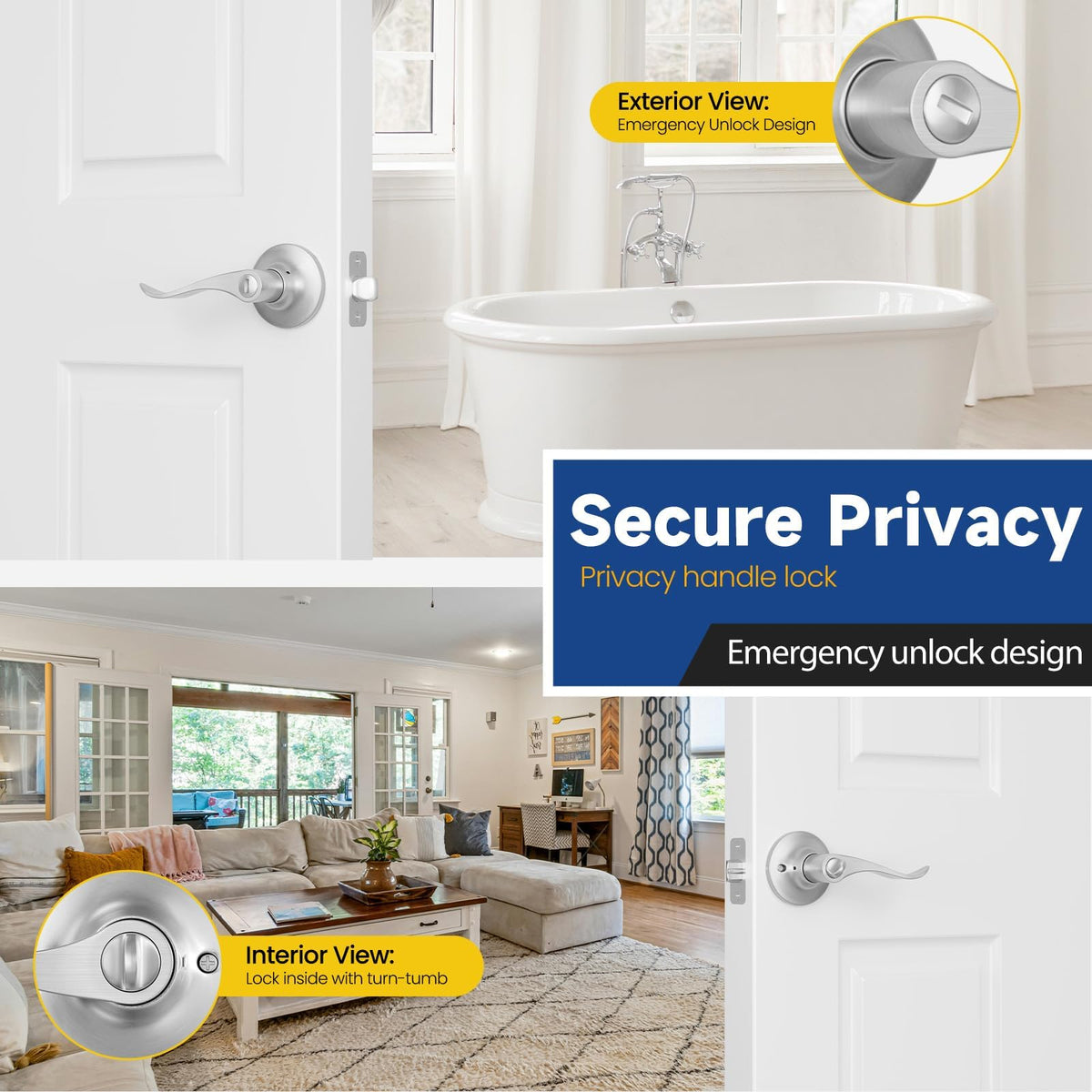 RAFECIEE backset compatibility from 2-3/8 to 2-3/4 inches on interior doors.