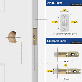 Installation steps for RAFECIEE privacy door handle using a Phillips screwdriver.